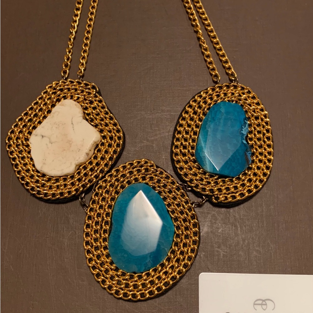 Gold and Blue Statement Necklace